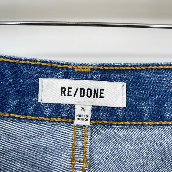 RE/DONE | The Marielou in Viper Blue Full Length 35in Inseam Wide Leg Jeans 25 - Picture 5 of 16